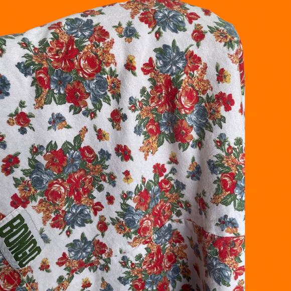 90's vintage earthy floral oversized boxy 100% cotton t shirt SMALL Bongo - Picture 5 of 5